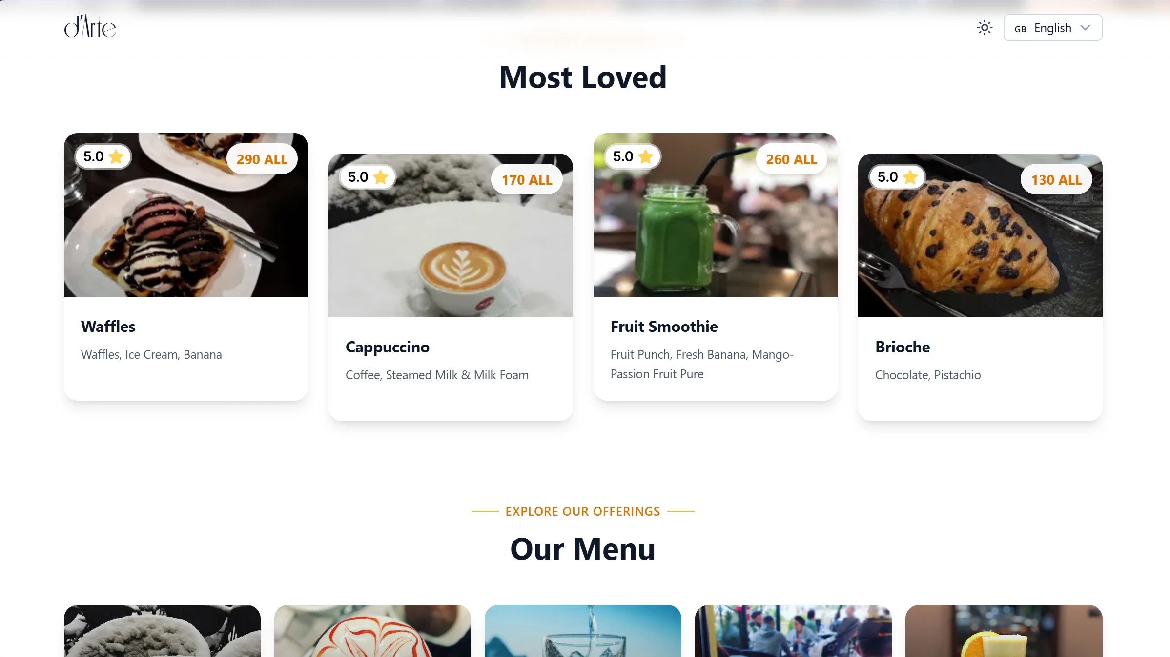 Screenshot of Darte Coffee