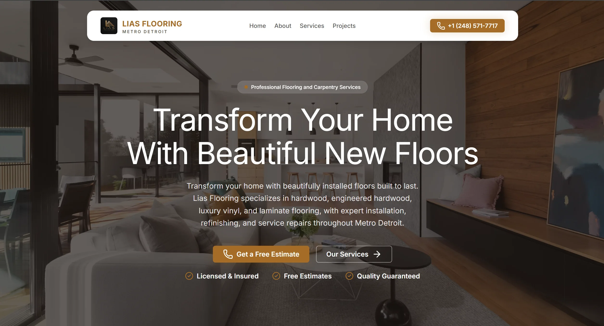 Screenshot of Lias Flooring